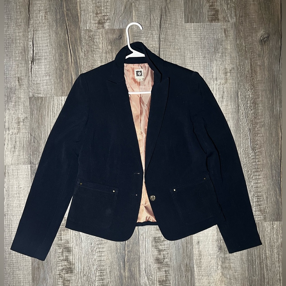 Anne Klein Women’s Blazer - Size 8, Classic Black with Striped Lining